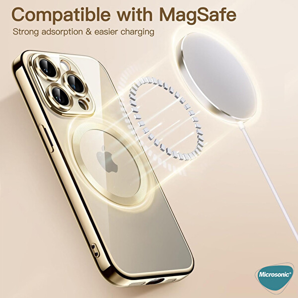 Microsonic Apple Iphone 13 Kılıf Magsafe Luxury Electroplate Mavi