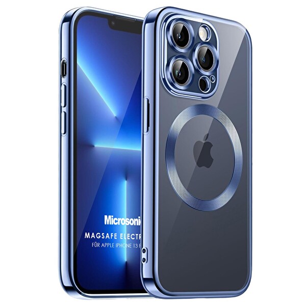 Microsonic Apple Iphone 13 Pro Max Kılıf Magsafe Luxury Electroplate Mavi