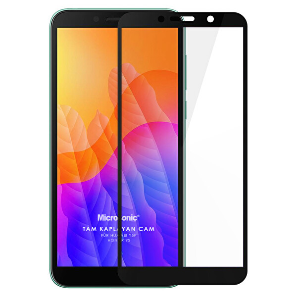 Microsonic Huawei Honor 9s Tam Kaplayan Temperli Cam Ekran Koruyucu Siyah