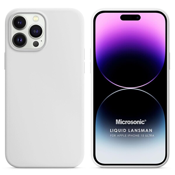 Microsonic Apple Iphone 15 Pro Max Kılıf Liquid Lansman Silikon Beyaz