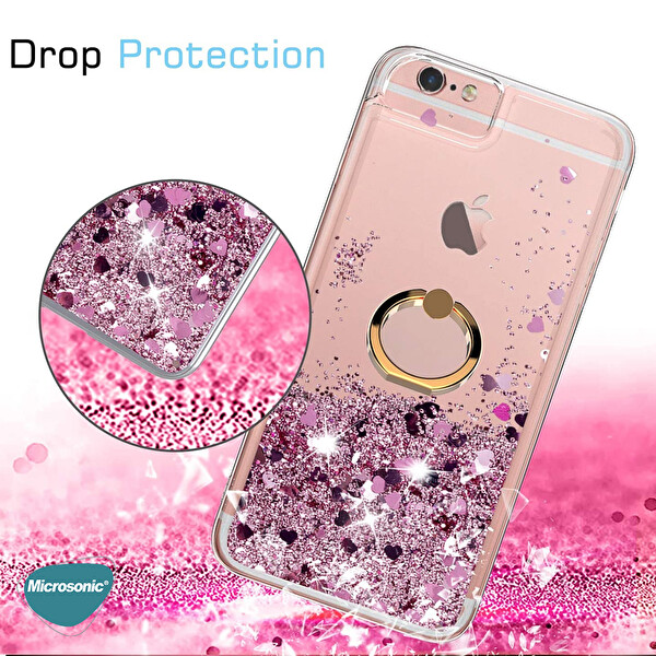 Microsonic Apple Iphone 13 Pro Kılıf Glitter Liquid Holder Gold