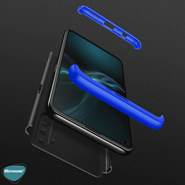 Microsonic Realme 6 Kılıf Double Dip 360 Protective Mavi