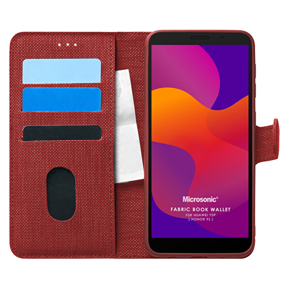 Microsonic Huawei Y5p Kılıf Fabric Book Wallet Kırmızı