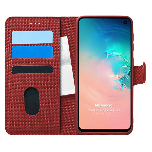Microsonic Samsung Galaxy S10e Kılıf Fabric Book Wallet Kırmızı