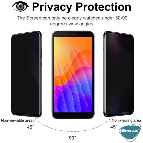 Microsonic Huawei Honor 9s Privacy 5d Gizlilik Filtreli Cam Ekran Koruyucu Siyah