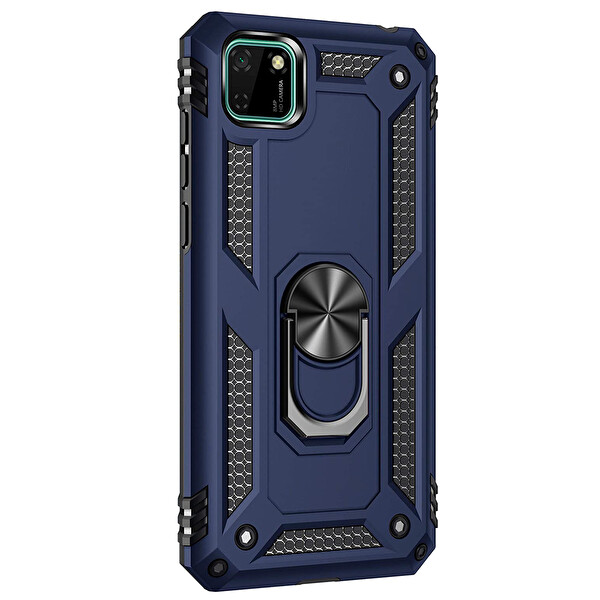 Microsonic Huawei Honor 9s Kılıf Military Ring Holder Lacivert