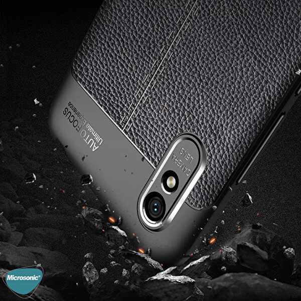 Microsonic Xiaomi Redmi 9a Kılıf Deri Dokulu Silikon Lacivert