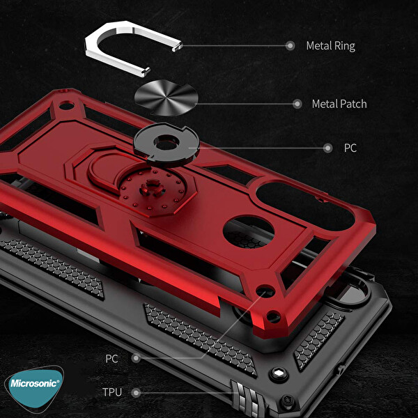Microsonic Huawei P40 Lite E Kılıf Military Ring Holder Lacivert