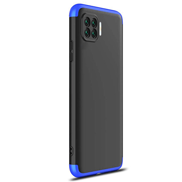 Microsonic Oppo Reno 4 Lite Kılıf Double Dip 360 Protective Siyah Mavi
