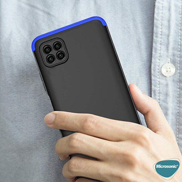 Microsonic Oppo Reno 4 Lite Kılıf Double Dip 360 Protective Siyah Mavi
