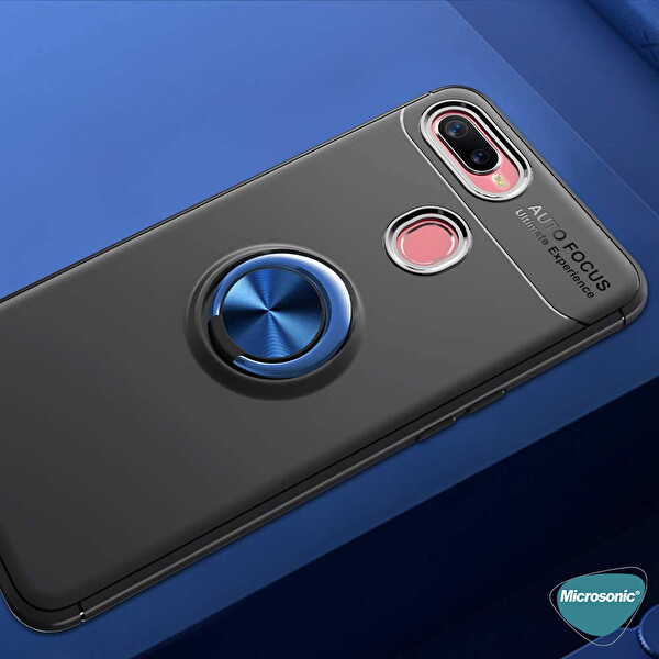 Microsonic Oppo F9 / F9 Pro Kılıf Kickstand Ring Holder Siyah Rose
