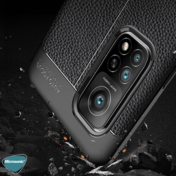 Microsonic Xiaomi Mi 10t Pro Kılıf Deri Dokulu Silikon Lacivert