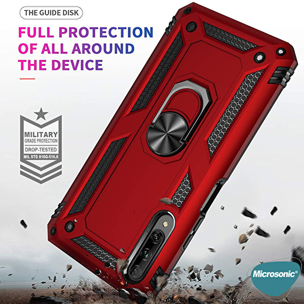 Microsonic Huawei Y9s Kılıf Military Ring Holder Siyah