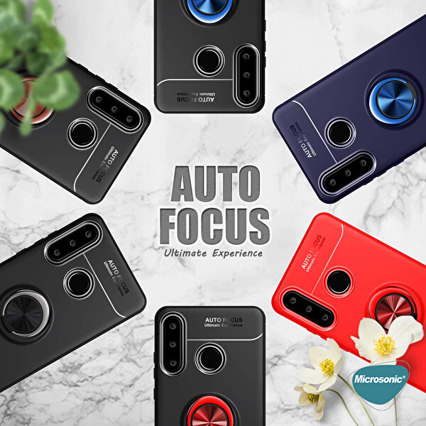Microsonic Huawei Y6p Kılıf Kickstand Ring Holder Lacivert