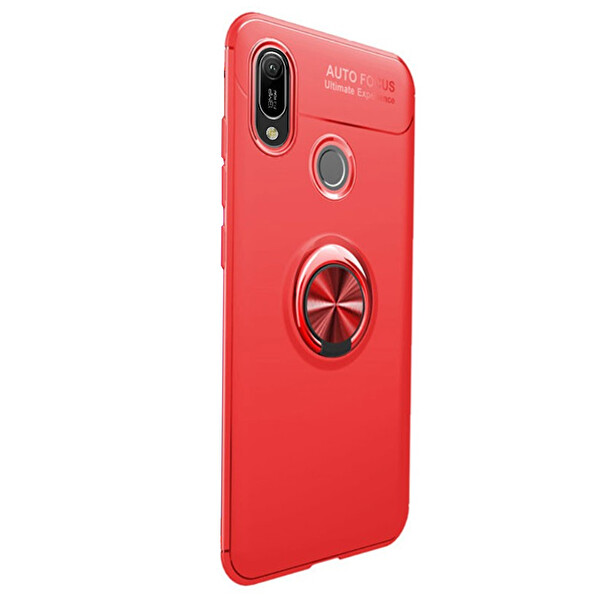 Microsonic Huawei Honor 8a Kılıf Kickstand Ring Holder Kırmızı