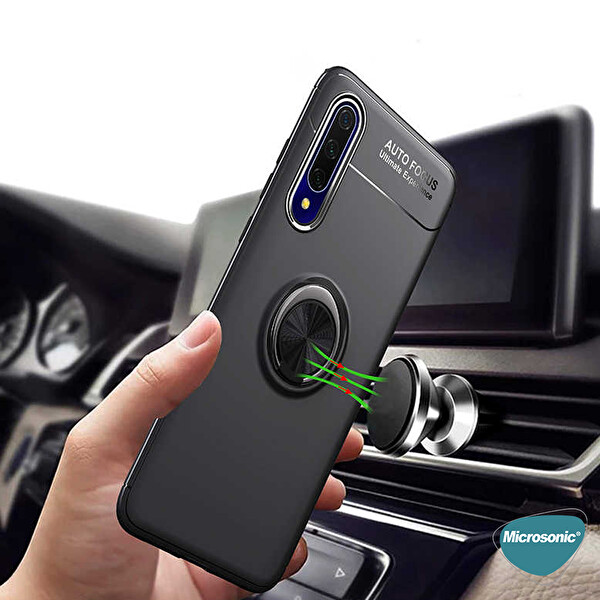 Microsonic Huawei Y9s Kılıf Kickstand Ring Holder Siyah Rose