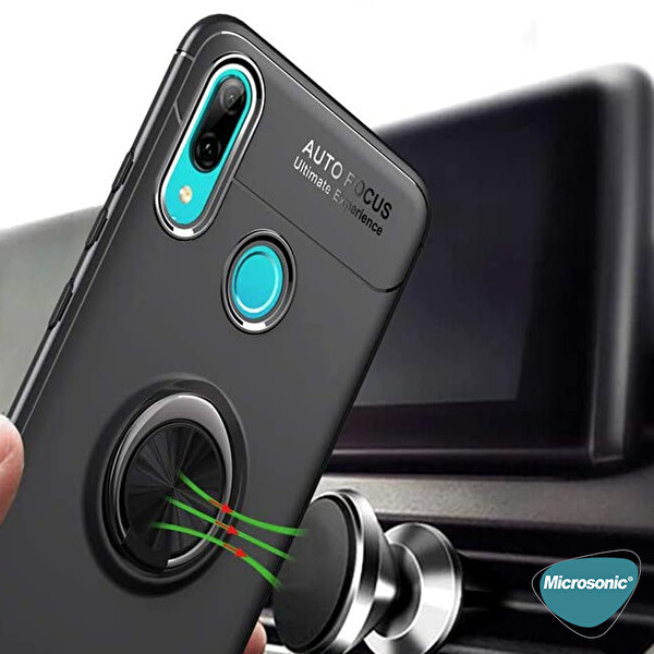 Microsonic Huawei Y7 2019 Kılıf Kickstand Ring Holder Kırmızı
