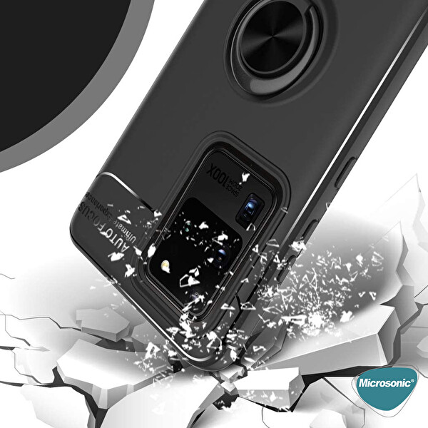 Microsonic Samsung Galaxy S20 Ultra Kılıf Kickstand Ring Holder Kırmızı