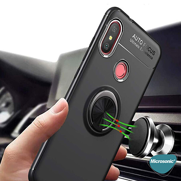 Microsonic Xiaomi Mi A2 (mi 6x) Kılıf Kickstand Ring Holder Kırmızı