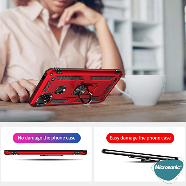 Microsonic Xiaomi Redmi 9c Kılıf Military Ring Holder Siyah