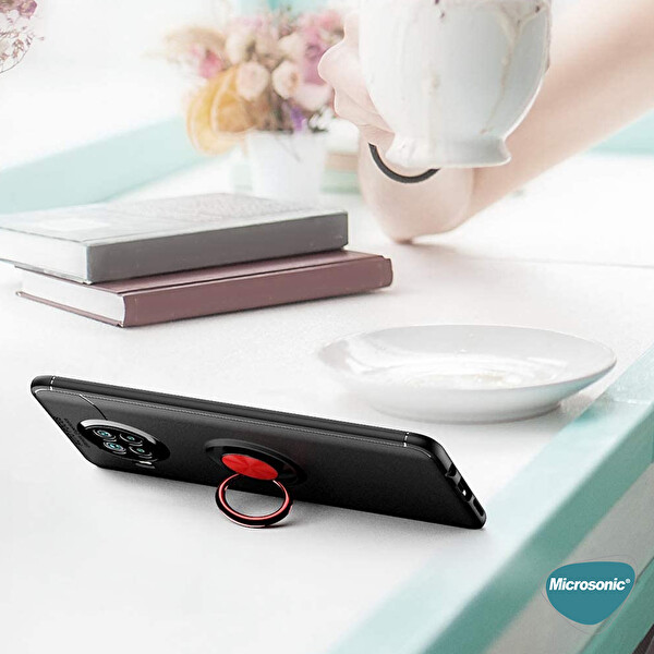Microsonic Xiaomi Mi 10t Lite Kılıf Kickstand Ring Holder Siyah Rose