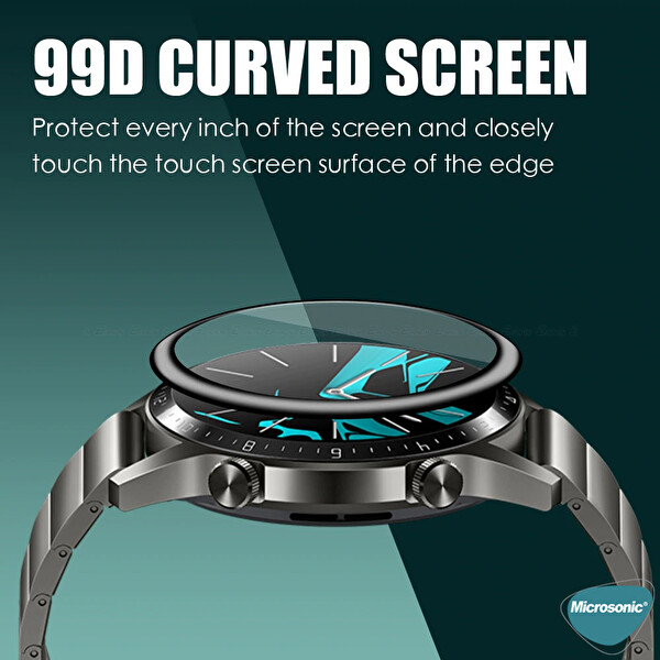 Microsonic Huawei Watch Gt2 Pro Tam Kaplayan Temperli Cam Full Ekran Koruyucu Siyah