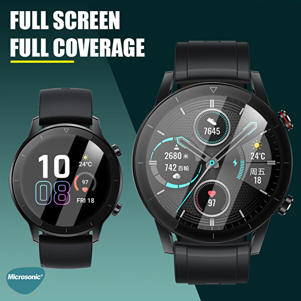 Microsonic Huawei Watch Gt2 Pro Tam Kaplayan Temperli Cam Full Ekran Koruyucu Siyah