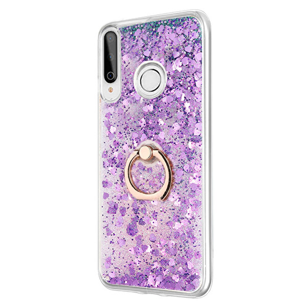 Microsonic Huawei Y6p Kılıf Glitter Liquid Holder Mor