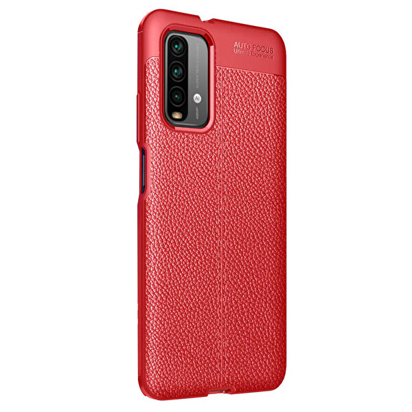 Microsonic Xiaomi Redmi Note 9 4g Kılıf Deri Dokulu Silikon Kırmızı