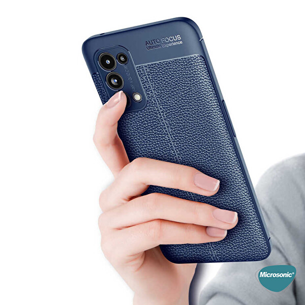 Microsonic Oppo Reno 5 5g Kılıf Deri Dokulu Silikon Kırmızı
