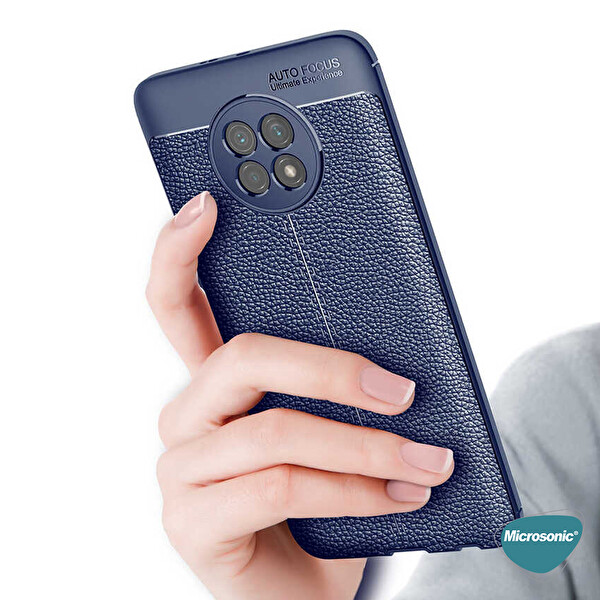 Microsonic Xiaomi Redmi Note 9 5g Kılıf Deri Dokulu Silikon Siyah