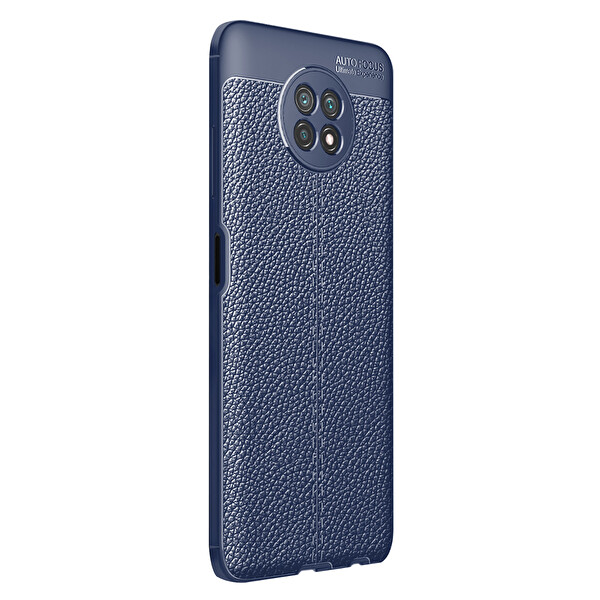 Microsonic Xiaomi Redmi Note 9 5g Kılıf Deri Dokulu Silikon Lacivert
