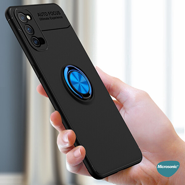 Microsonic Oppo Reno 5 5g Kılıf Kickstand Ring Holder Kırmızı