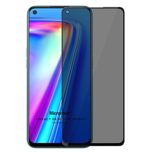 Microsonic Realme 7 Privacy 5d Gizlilik Filtreli Cam Ekran Koruyucu Siyah