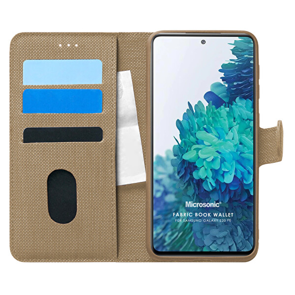 Microsonic Samsung Galaxy S20 Fe Kılıf Fabric Book Wallet Gold