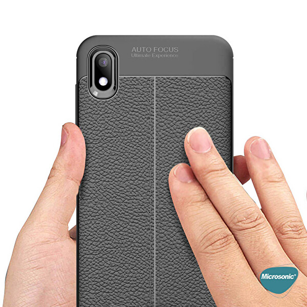 Microsonic Samsung Galaxy A01 Core Kılıf Deri Dokulu Silikon Kırmızı