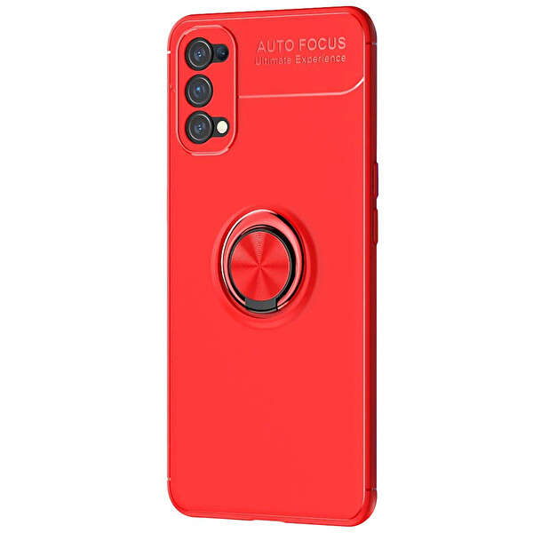 Microsonic Oppo Reno 5 Pro 5g Kılıf Kickstand Ring Holder Kırmızı
