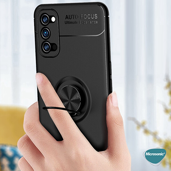 Microsonic Oppo Reno 5 Pro 5g Kılıf Kickstand Ring Holder Kırmızı