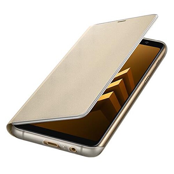 Samsung EF-FA730PFEG Galaxy A8 Plus 2018 Orjinal Neon Flip Cover Altın Telefon Kılıfı