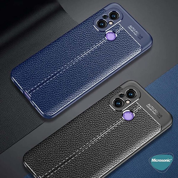 Microsonic Xiaomi Redmi 12c Kılıf Deri Dokulu Silikon Lacivert