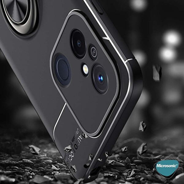 Microsonic Xiaomi Redmi 12c Kılıf Kickstand Ring Holder Lacivert