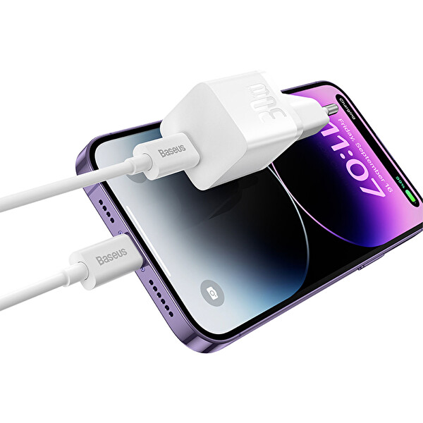 Baseus GAN5 Mini 30 W PD Beyaz Hızlı Şarj Adaptörü