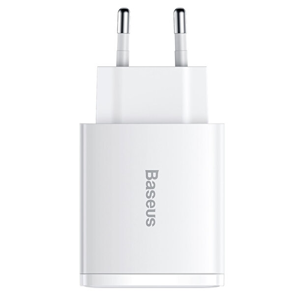 Baseus Baseus Compact QC 30 W 2xUSB + 1xType-C Beyaz Ev Seyahat Şarj Adaptörü