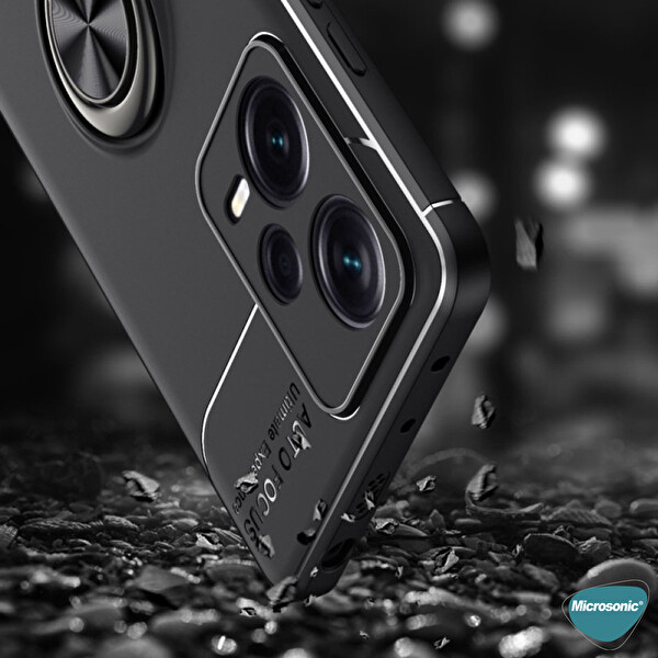 Microsonic Xiaomi Poco X5 5g Kılıf Kickstand Ring Holder Lacivert