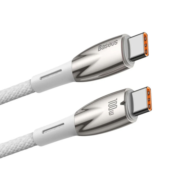 Baseus Glimmer 100W Type-C To Type-C 2 M Beyaz Şarj Kablosu