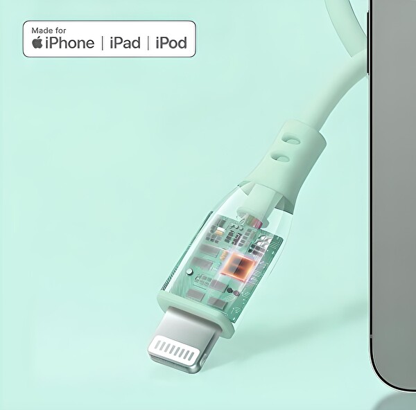 Omars USB-C to MFI Lightning iPhone Silikon PD Mavi Hızlı Şarj Kablosu