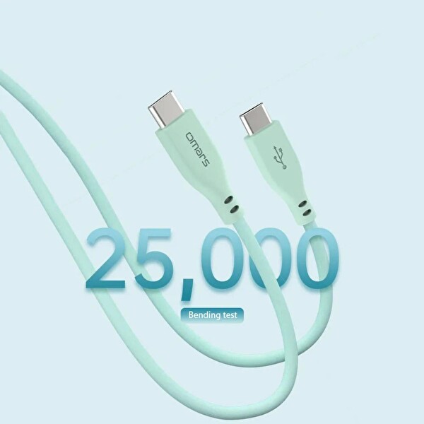 Omars Type-C to Type-C Silikon PD Yeşil Hızlı Şarj Kablosu