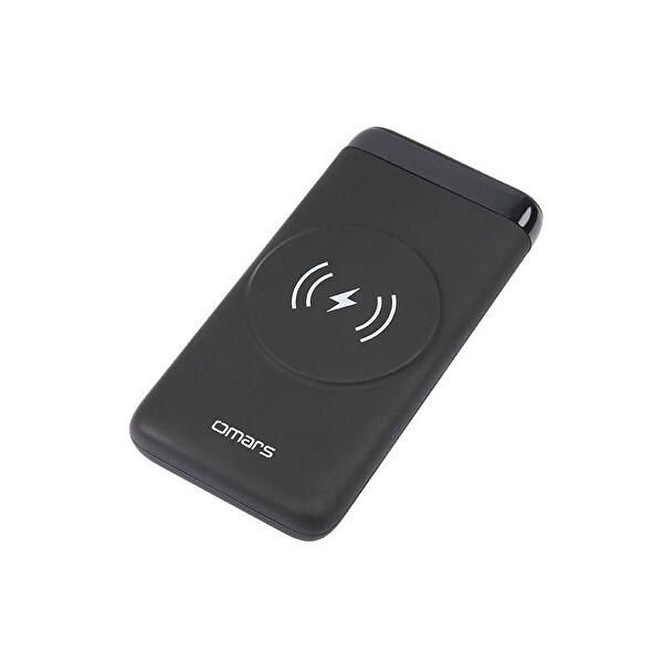 Omars 20W 10000 mAh Kablosuz Şarj LED Göstergeli USB Type-C ve MagSafe Uyumlu Siyah Powerbank
