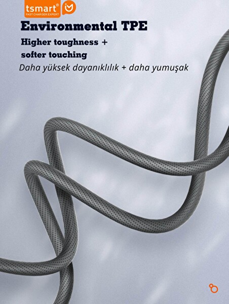 Tsmart TS-C160 65 W Süper Hızlı Type-C To Type-C Şarj Kablosu