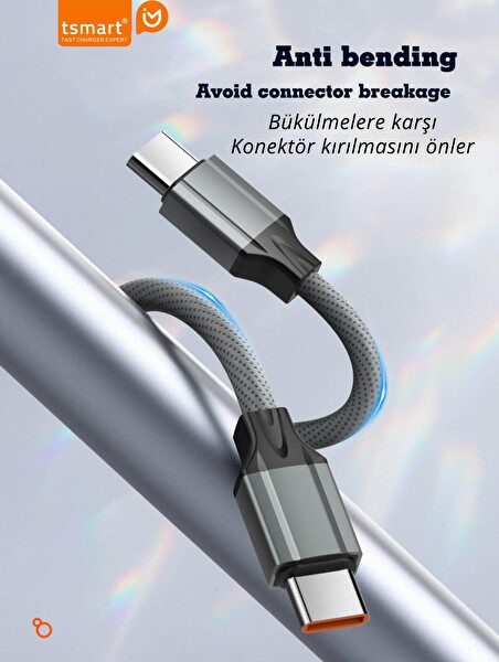 Tsmart TS-C160 65 W Süper Hızlı Type-C To Type-C Şarj Kablosu